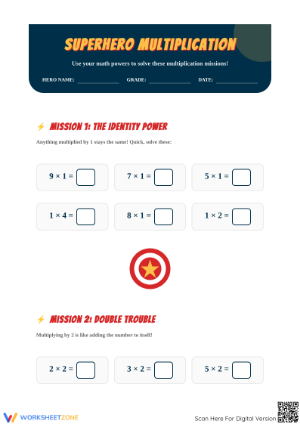 Grade 1 Marvel Multiplication — Printable No-Prep Worksheet
