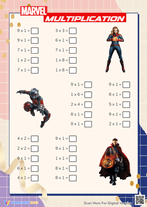 Marvel One-Digit Multiplication Worksheet
