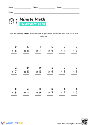 Grade 3 Multiplication Facts: Essential 1-Minute Drill