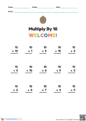 Multiply By 10 Worksheet | Essential Grade 3 Math Printable
