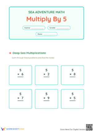 Essential Multiply by 5 Worksheet | Grade 3-4 Math