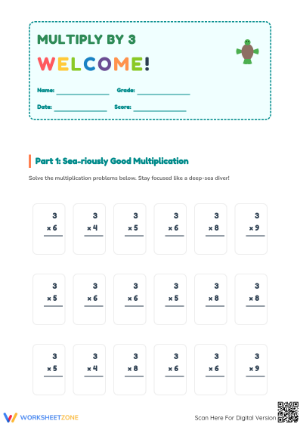 Multiply By 3 Worksheet | Grade 3 Printable Essential