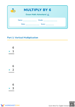 Printable Multiply by 6 Worksheet | Grade 3 Math