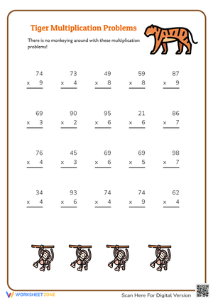 Mammoth Multiplication Problems Worksheet