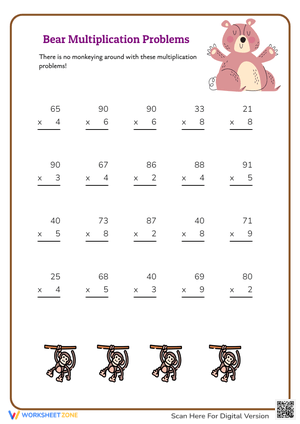 Lion Multiplication Problems Worksheet