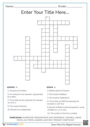 Algebra Fun Words 