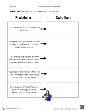 Problem and Solution Worksheet: Reading
