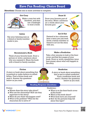 Have Fun Reading Choice Board Activity