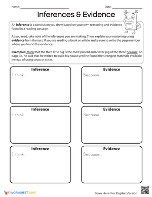 Inferences and Evidence Worksheet