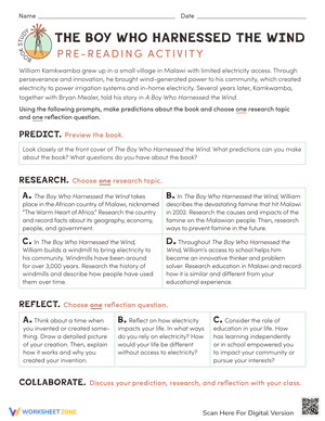 The Boy Who Harnessed the Wind Worksheet