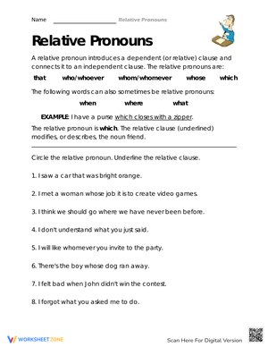 Spotting Clauses and Pronouns Worksheet