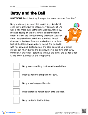 Betsy and the Ball: A Story Comprehension Worksheet