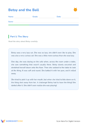 Betsy and the Ball: A Story Comprehension Worksheet