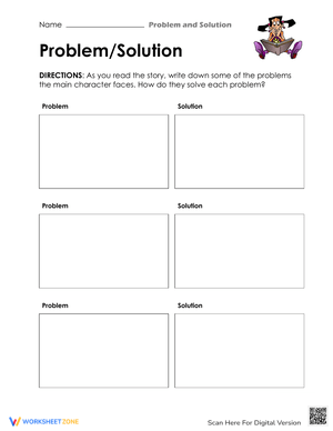 Problem and Solution Worksheet for Learning