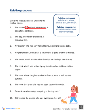 Relative Pronouns: A Grammar Practice Worksheet