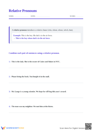Relative Pronouns Worksheet | Grade 4-7 Essential