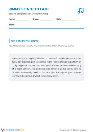Jimmy's Path to Fame: A Story Analysis Worksheet