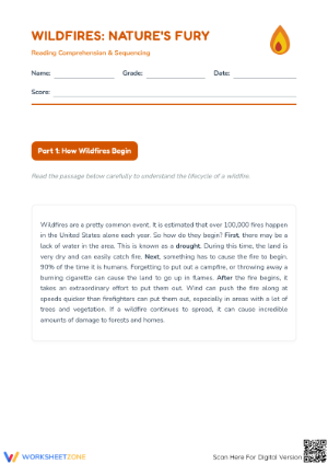 Wildfires: Sequencing a Nonfiction Passage Worksheet