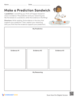Make a Prediction Sandwich Worksheet