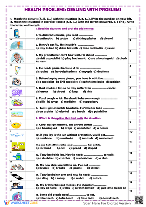 Dealing with Health Problems Worksheet