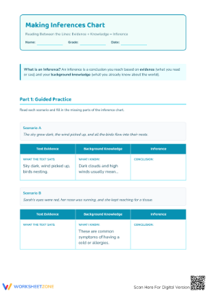 Printable Making Inferences Chart Worksheet | Grade 4-6