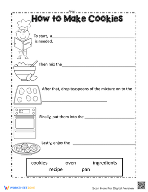 How to Make Cookies Worksheet