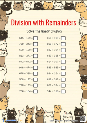 Division with Remainders Skills Worksheet