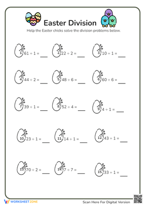Easter Division Worksheet - Practice Math Facts with Egg Theme