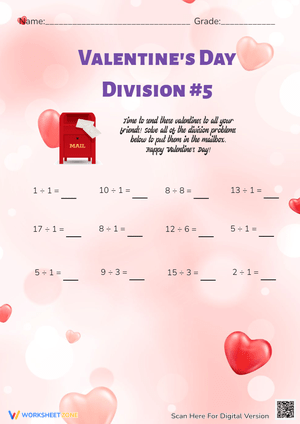 Fun Valentine's Day Division Practice Worksheet