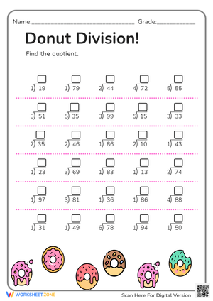 Donut-Themed Division Worksheet