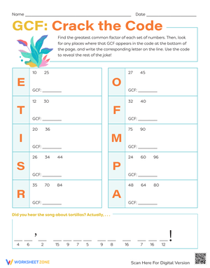 GCF Crack the Code Worksheet