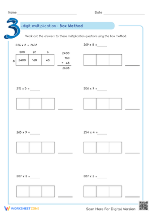 3-Digit Multiplication Using Box Method