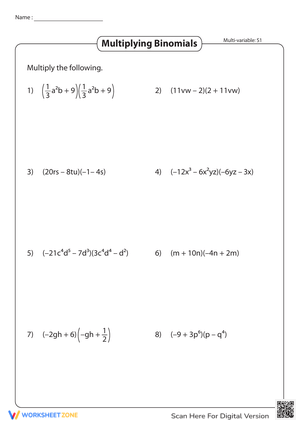 Multiplying Binomials with Multi-Variables