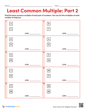 Practice the Least Common Multiple