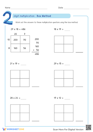Practice 2-Digit Multiplication Using the Box Method