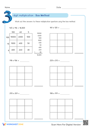 3-Digit Multiplication Using the Box Method
