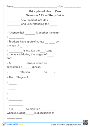 Semester 1 Final Study Guide- Principles of Health Care