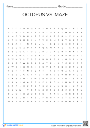 Octopus Word Search Puzzle - Ocean Vocabulary Fun!