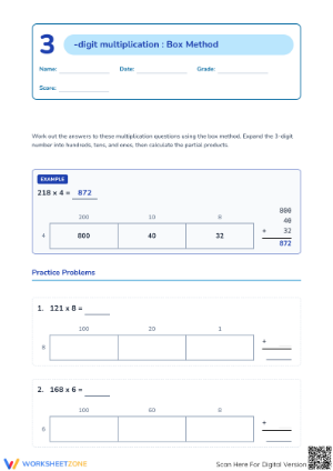 Grade 4 Box Method Multiplication | Essential Printable