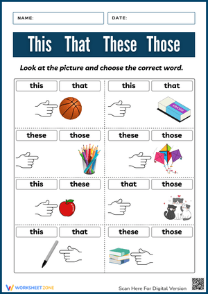 This, That, These, Those Worksheet Practice