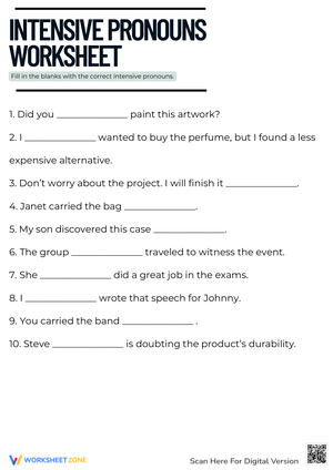Final Word on Intensive Pronouns Practice