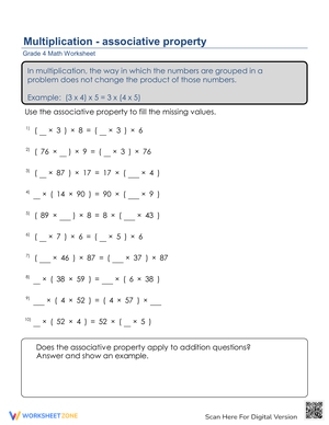 Associative Property Exploration Worksheet