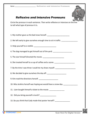 Find the Pronoun in the Sentence Worksheet