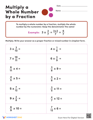 Multiply a Whole Number by a Fraction