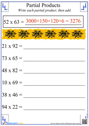 Partial Products Multiplication Practice