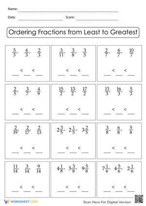 Order Fractions From Least to Greatest
