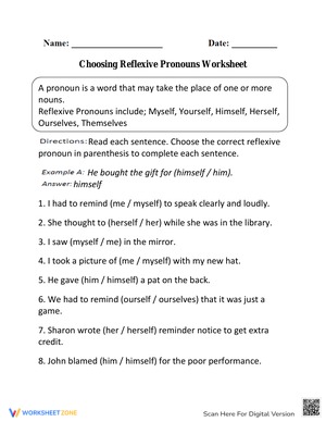 Choosing Reflexive Pronouns Correctly