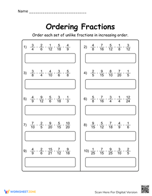 Improve Fraction Skills with Ordering Fractions