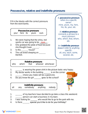 Practice with Possessive, Relative, Indefinite Pronouns