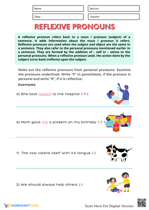 Practice Reflexive & Possessive Pronouns Skills